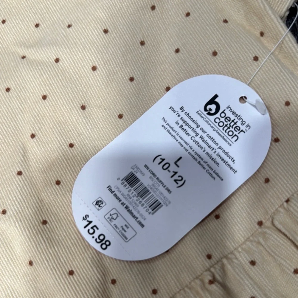 Wonder nation Kids Cream cord raffle Polka Dot Dress